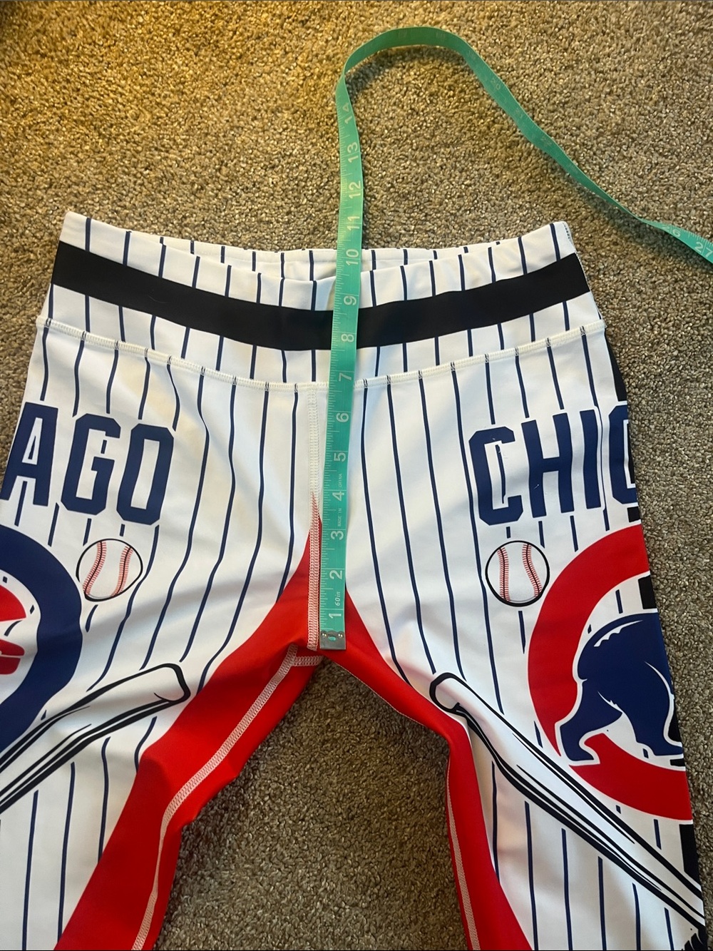 🇺🇸⚾️🐻Chicago Cubs Baseball Workout/Yoga Leggings szL Pinstripe Red White Blue - Picture 5 of 9